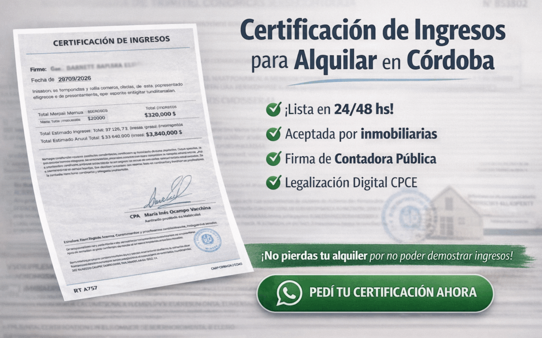 Certificación de ingresos para alquilar en 24 hs, para la provincia de Córdoba